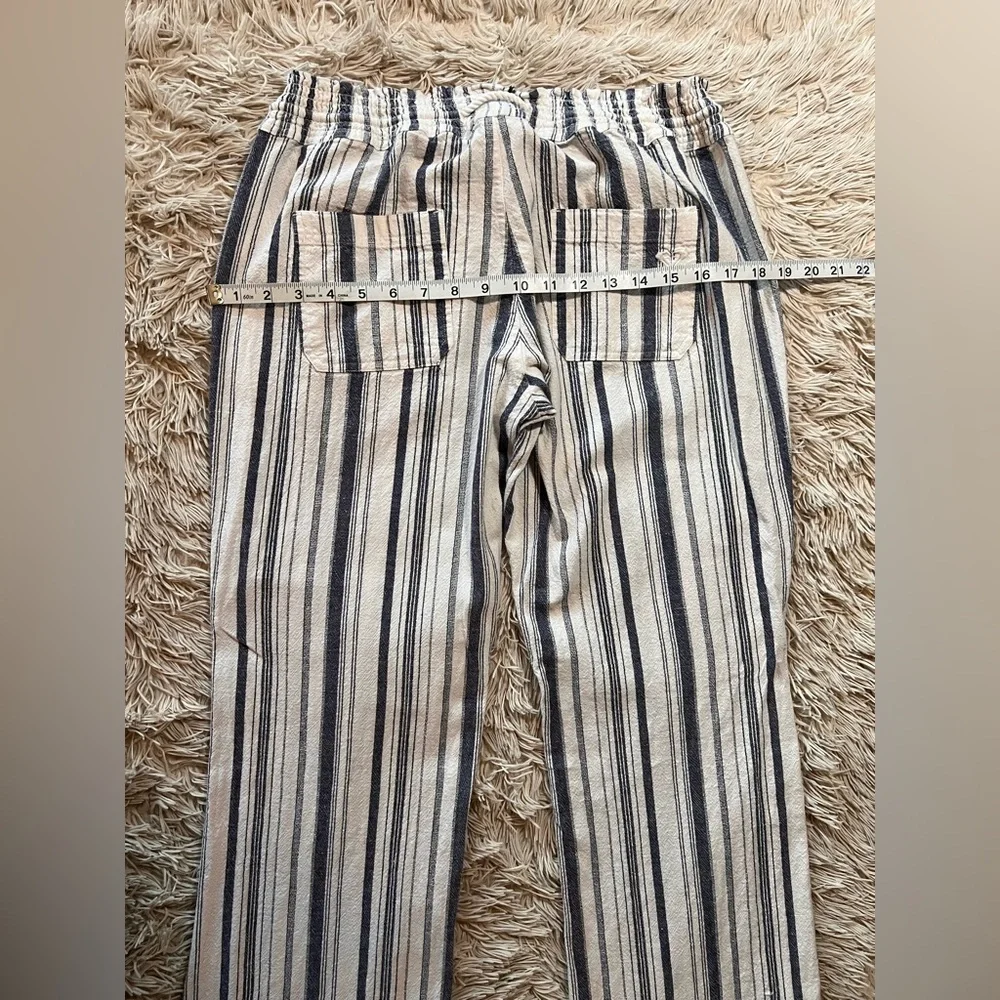 Roxy Blue & White Oceanside Stripe Flare Beach Linen Blend, XL - Picture 8 of 14